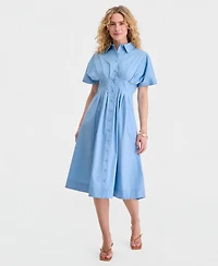 On 34th Women's Pleated Waist Midi Shirtdress, Macy's Exclusive