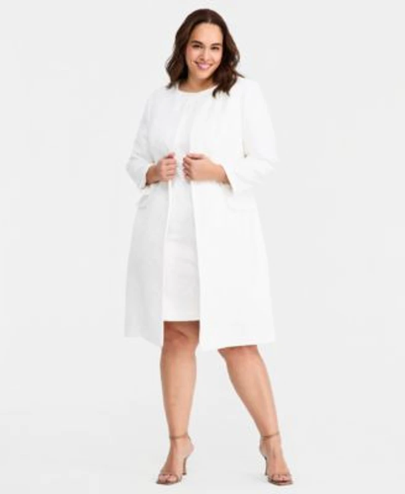 Kasper Plus Size Bonded Lace Sheath Dress Bonded Lace Jacket