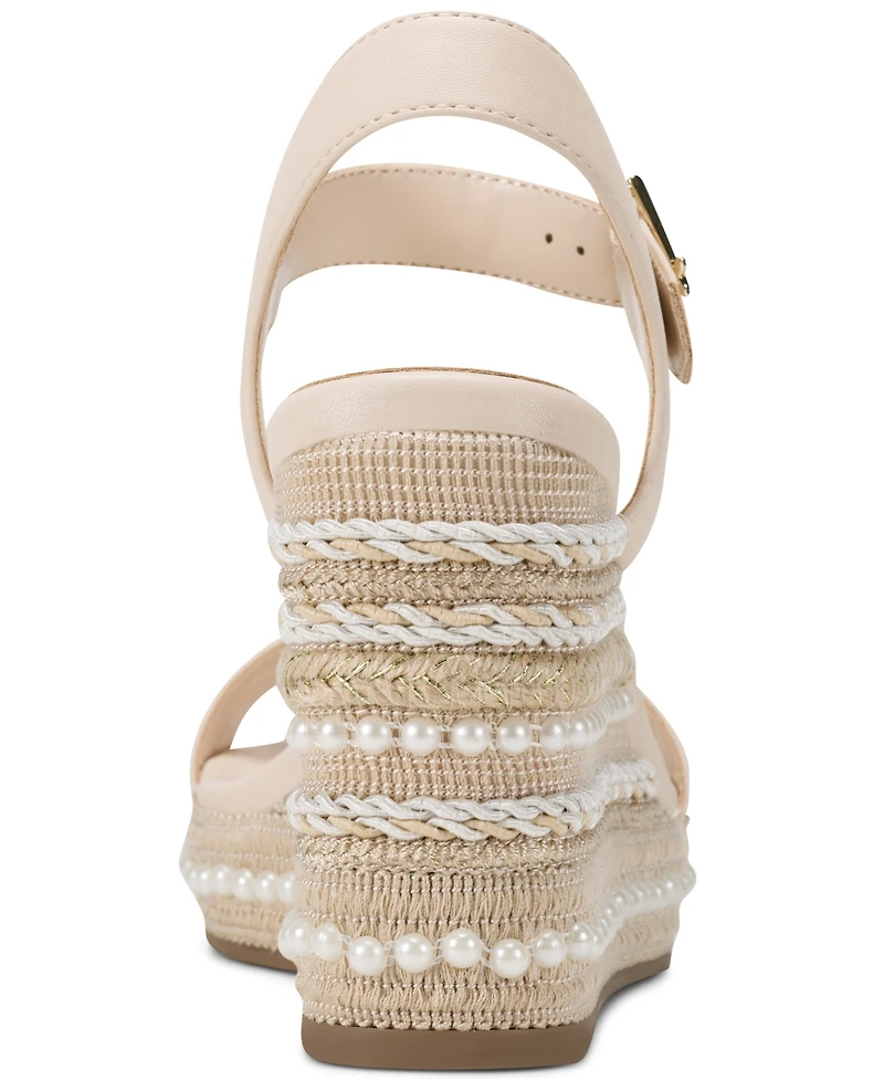 Karl Lagerfeld Paris Women's Calzona Round Toe Wedge Sandals