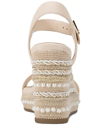 Karl Lagerfeld Paris Women's Calzona Round Toe Wedge Sandals