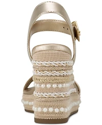 Karl Lagerfeld Paris Women's Calzona Round Toe Wedge Sandals