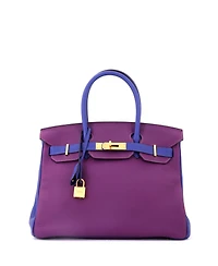 Pre-Owned HERMES Birkin 30 Handbag Bicolor Togo with Brushed Gold Hardware