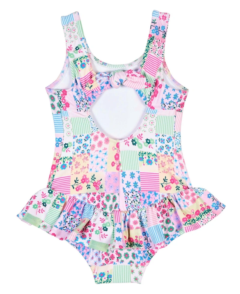 Florence Eiseman Toddler Girls Patchwork Floral Hip Ruffle Swimsuit