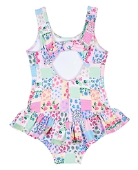 Florence Eiseman Toddler Girls Patchwork Floral Hip Ruffle Swimsuit