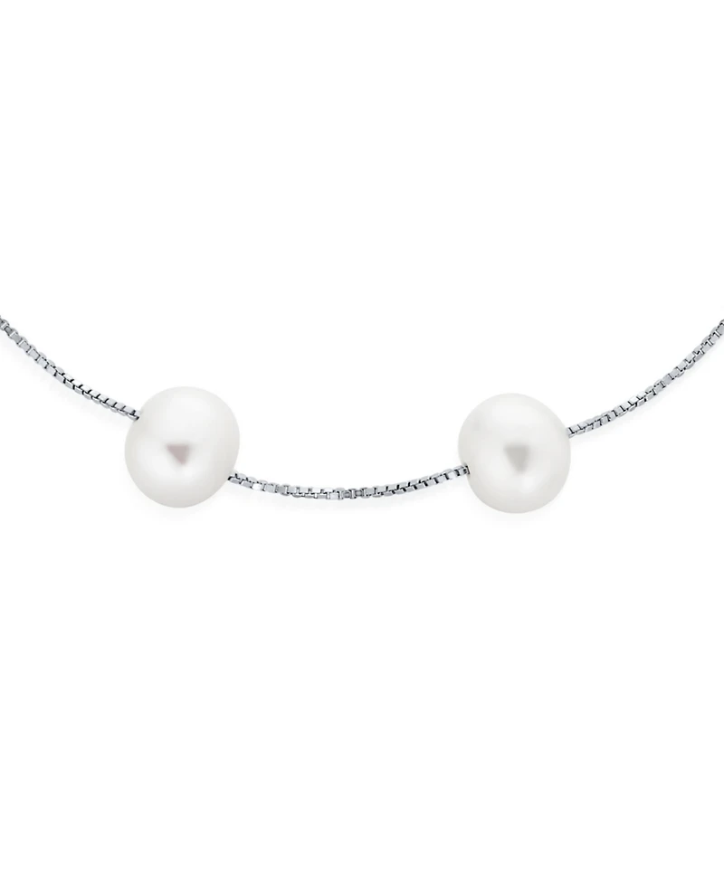 Bling Jewelry Tin Cup Style 8MM Freshwater Cultured Pearl Station Bracelet.