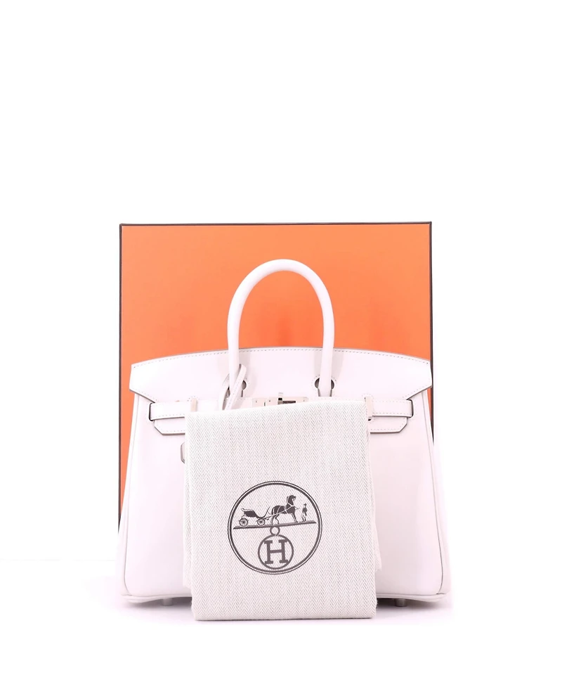 Pre-Owned HERMES Birkin 25 Handbag Grey Swift with Palladium Hardware