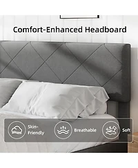 gaomon Bed Frame with Upholstered Headboard, Full Size Platform Bed Frame with Wooden Slat Support