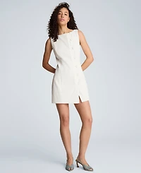 Kenneth Cole Women's Boat Neck Button Front Sheath Short Dress