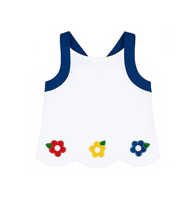 Florence Eiseman Little Girls Knit Top With Scallop Hem And Flowers