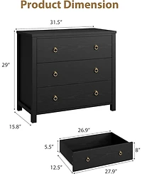 gaomon 3 Drawer Dresser for Bedroom, 29 Inch Tall Chest of Drawers for Closet, Modern Clothes Storage Cabinet & Vertical Drawer Organizer