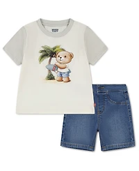 Levi's Baby Boys' Palm Tree T-Shirt and Denim Shorts, 2-Piece Set
