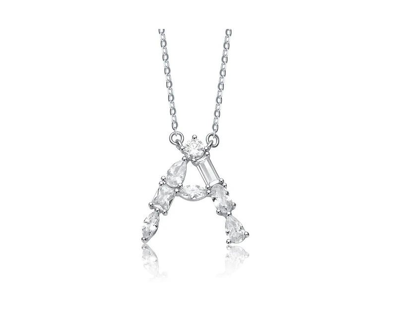Genevive Brilliant Plated Cubic Zirconia Initial Necklace