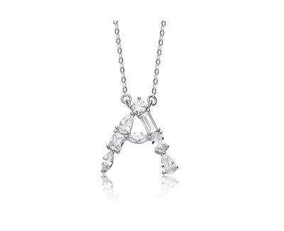 Genevive Brilliant Plated Cubic Zirconia Initial Necklace