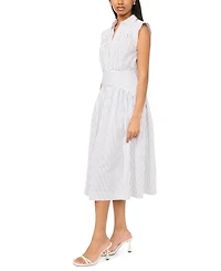 Msk Women's Collared Shirred Button-Down Dress