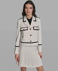 Karl Lagerfeld Paris Women's Notch Lapel Cropped Jacket