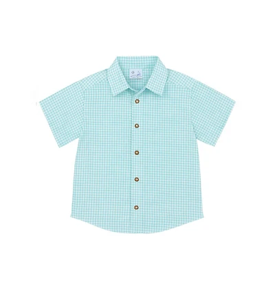 Florence Eiseman Little Boys Gingham Linen Look Camp Shirt