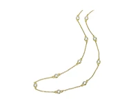 Rachel Glauber Classic Bezel Set Cubic Zirconia Chain Station Necklace