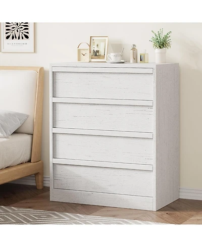 gaomon White 4 Drawer Wooden Dresser, 39" Tall Modern Chest of Drawers for Bedroom or Living Room