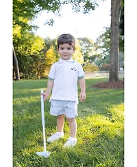 Florence Eiseman Little Boy Check Seersucker Short with Embroidered Golf Clubs
