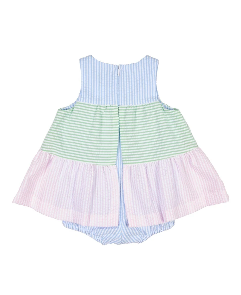 Florence Eiseman Baby Girl Seersucker Romper With Tulips