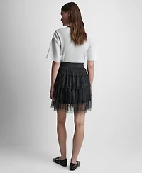 Dkny Women's Pull-On Mesh Tulle Mini Skirt