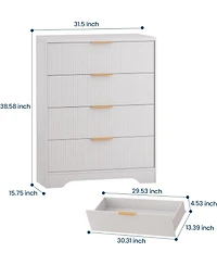 gaomon Fluted Dresser for Bedroom with 4 Drawers, 38.6 Tall Modern Gold Metal Handles, Wide Chest of Drawers Living Room, Hallway