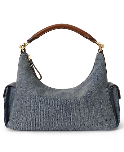 Lauren Ralph Lauren Washed Denim Small Blaike Shoulder Bag