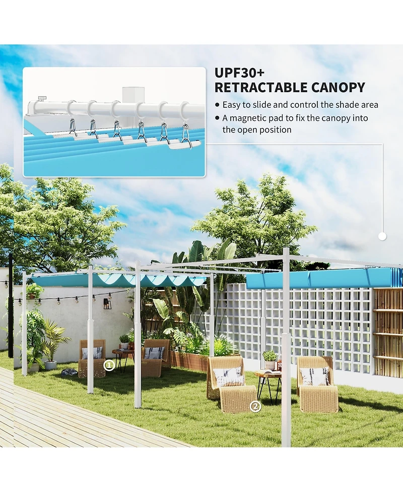 Outsunny 10' x 10' Retractable Pergola, UPF30+ Patio Pergola,