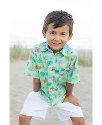 Florence Eiseman Little Boys Printed Linen Look Camp Shirt