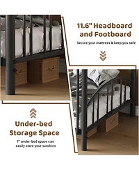 gaomon Metal Bunk Bed Twin Over Twin, Heavy Duty Bunkbeds Frame with Arched Guardrail and Safety Ladder, Sturdy Steel