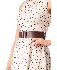 Ivonne Women's Polka Dot Midi Dress with Belt