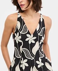Maggy London Women's Cotton V-Neck Sleeveless Midi Dress