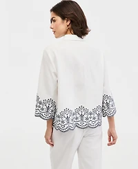 Jones New York Women's Embroidered Button-Front Shirt