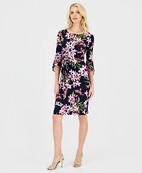 Connected Women's Floral-Print Flounce-Sleeve Dress