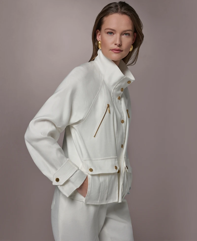 Donna Karan New York Women's Zipper Patch Pocket Jacket