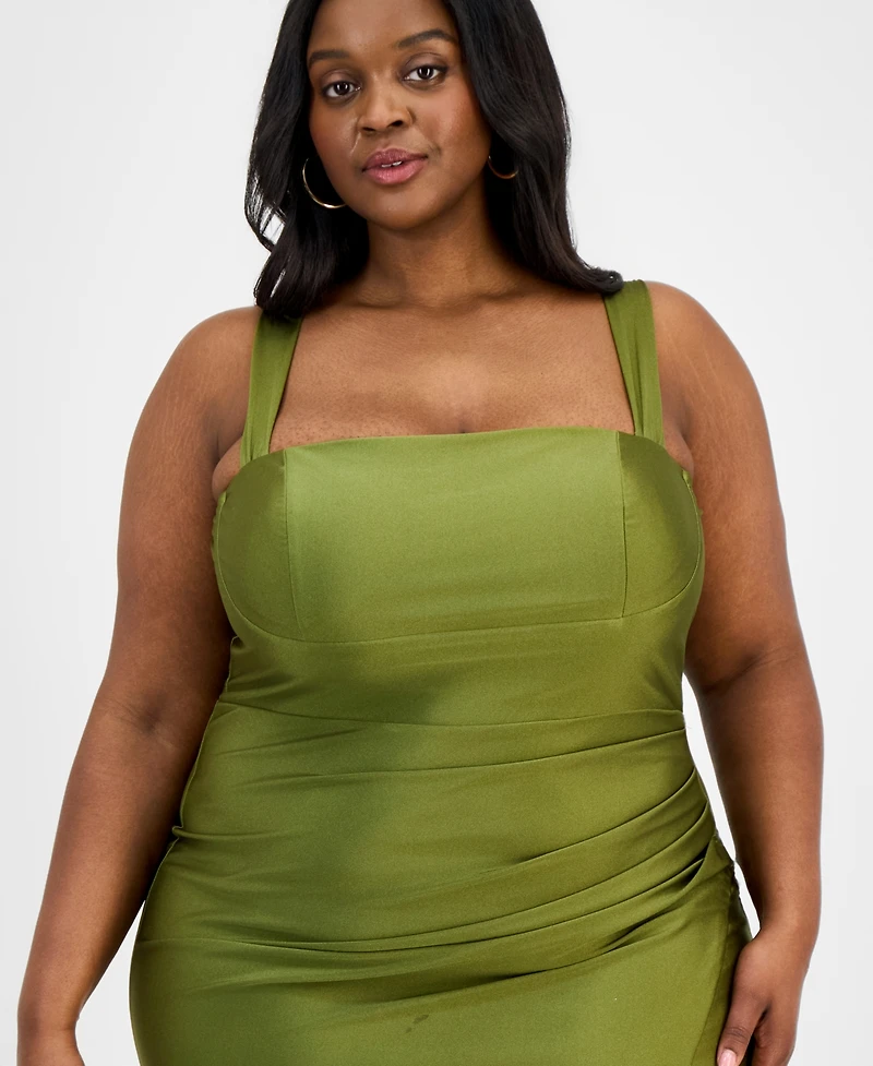 Seni & Cade Trendy Plus Sateen Bow-Back Dress