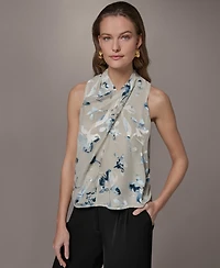 Donna Karan New York Petite Flocked Floral Top