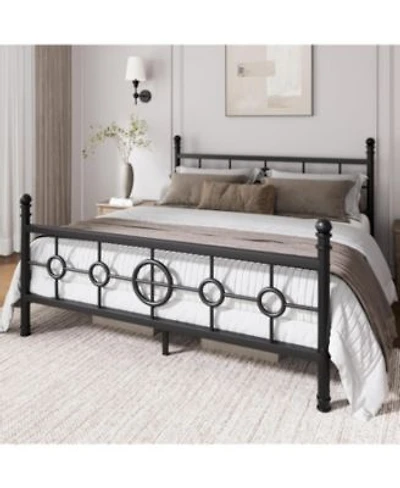 Gaomon Metal Bed Frame With Vintage Circular Headboard Footboard Heavy Duty Iron Platform Bed No Box Spring Needed Noise Free Design