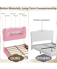 gaomon Bed Frame with 2-Tier Storage Headboard, Upholstered Platform Charging Station and Drawer, Metal Support, No Box Spring Needed,