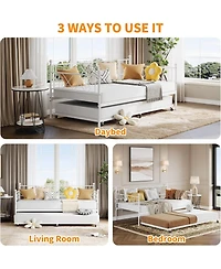 gaomon Daybed with Trundle, Twin Metal Bed Frame Heart-Shaped Headboard, Sturdy Steel Slat Support