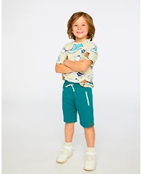 Deux par Boy Cotton Jersey T-Shirt Grey Mix Printed Shoes - Toddler Child