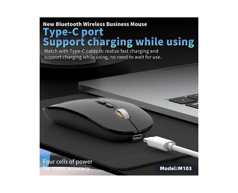 Risokeys Tri-Mode Wireless Bluetooth Mouse: Silent,1-Click Desktop,3-Speed Dpi for Office/Study