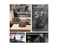 Risokeys Ergonomic Vertical Wireless Mouse, Silent Click, Dual Mode (Bluetooth 5.2 + 2.4G), 3 Adjustable Dpi