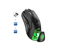 Risokeys Tri-Mode Rechargeable Wireless Mouse, 4000 Dpi Adjustable, Silent Click, Ergonomic Design, (2.4G+Dual BT5.1) for Office Workers, Gamers