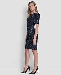 Dkny Women's Short-Sleeve Jewel Neck Dress