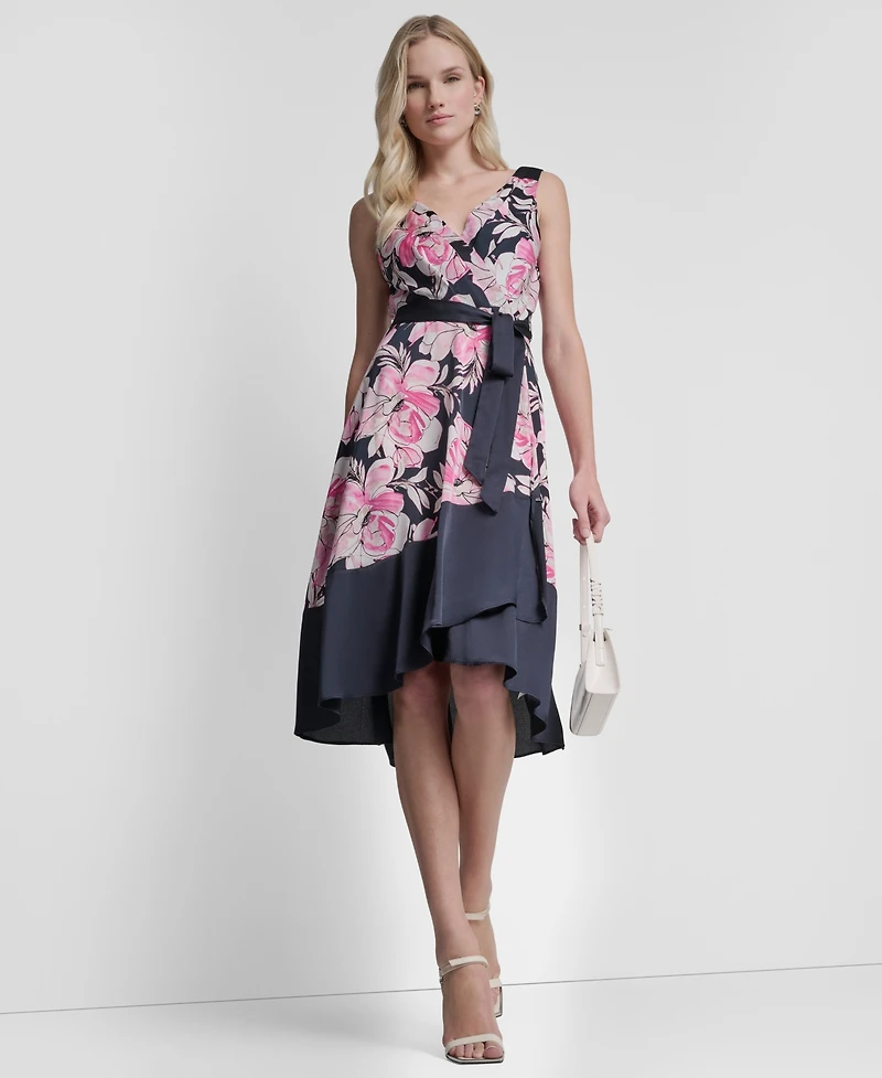 Dkny Women's Surplice Neck Asymmetrical Hem Dress