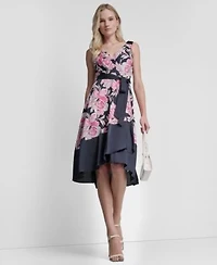 Dkny Womens Surplice Neck Asymmetrical Hem Dress