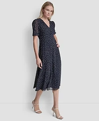 Dkny Women's Short-Sleeve V-Neck Midi Dress