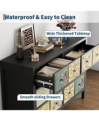 gaomon Drawer Dresser with Power Outlet, Farmhouse Dresser with Metal Handle, Vintage Design