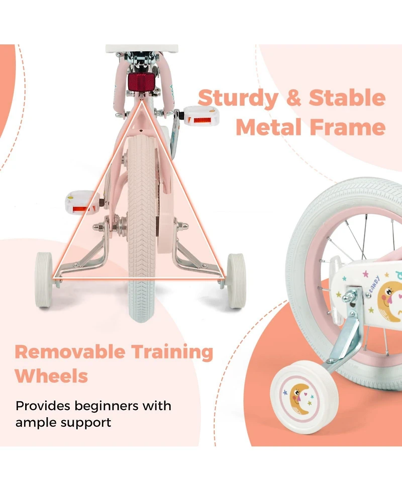 Mecale Kids Bike Adjustable for 3-8 Years Old Children - Stars and Moon
